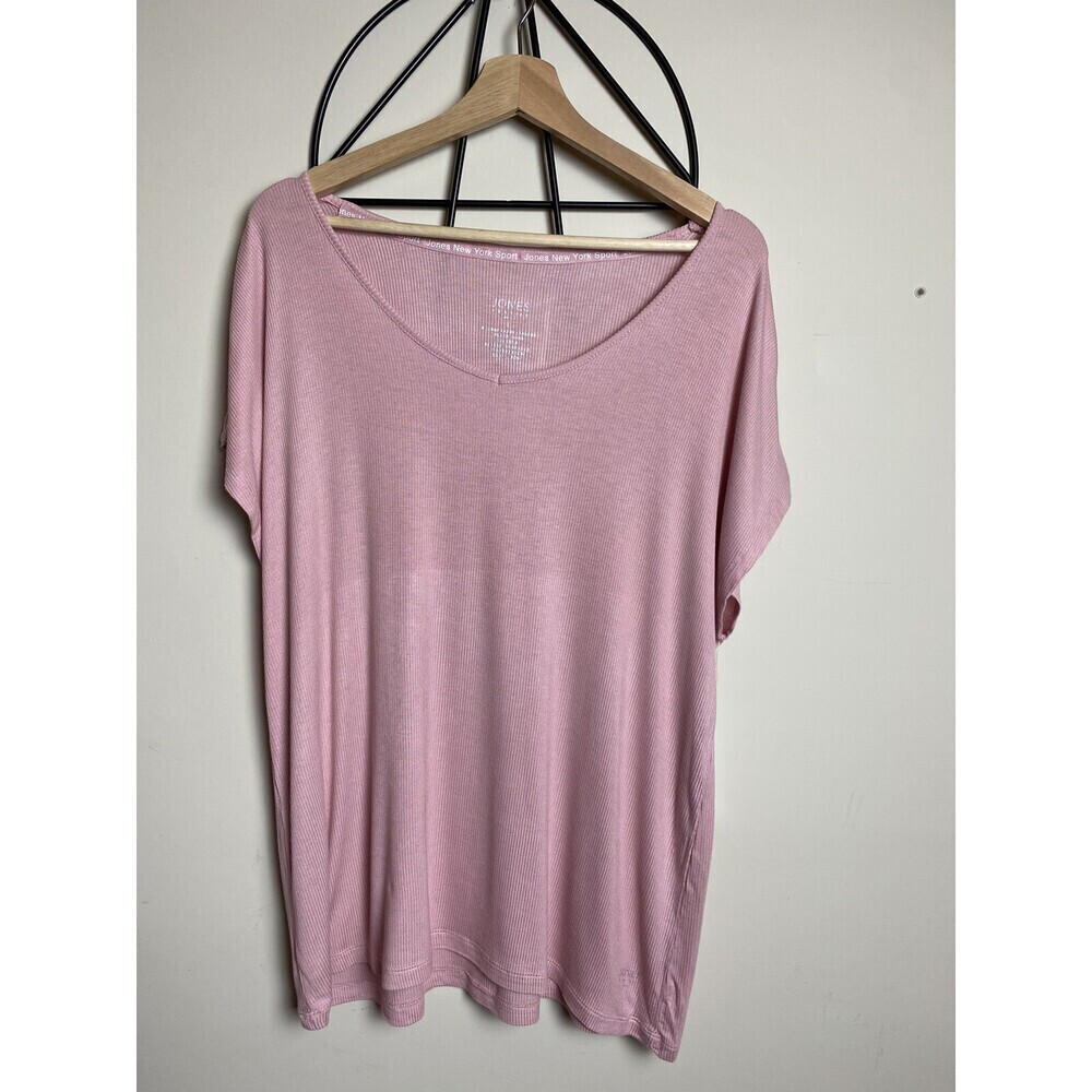 Jones New York Women’s Short Sleeve Sport Rib Activewear T Shirt In Rose Size S
